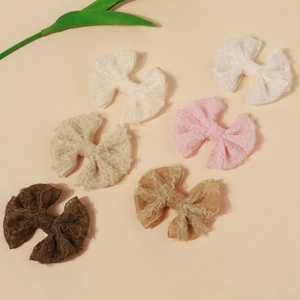 Pinces à Cheveux Nœud en Dentelle et Maille pour Filles Style Princesse Barrettes Papillon en Maille 3D pour Enfants
