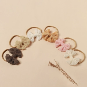 Baby Spitzennetz Schleife Stirnband Hochelastisches Nylon Haarband Weiches Süßes Prinzessin Haarschmuck Für Neugeborene Mädchen