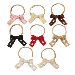 Set di 8 fasce per capelli neonata elastiche con fiocchi in pizzo e cuori