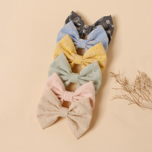 Barrettes Cheveux Nœud Fleur Brodée Tissu Coton Vichy Épingles Cheveux Fait Main Pour Bébé Filles Enfants Accessoires Cheveux