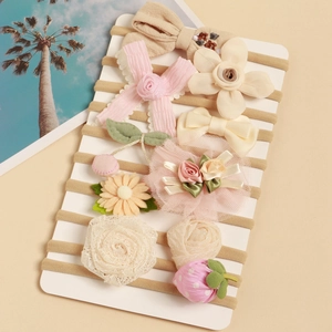 Bandeaux Bébé en Nylon Élastique Fleur Nœud Accessoires de Cheveux Décoratifs pour Nourrissons Filles Dentelle Florale Faite à Main