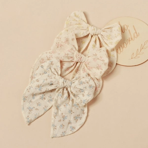 Fermagli per Capelli a Fiocco in Tessuto di Cotone con Stampa Floreale Fatti a Mano per Bambine Neonati Stile Pastorale Dolce