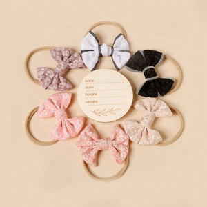 Baby Girls Elastic Nylon Headband Soft Bowknot Hairband Jacquard Floral Infant Newborn Toddler Hair Accessories For Photography