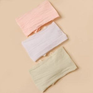 Set di 3 fasce per neonati con ricamo in pizzo e fiocco nei colori rosa, bianco e turchese