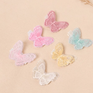 Set di sei fermagli per capelli a farfalla ricamati a doppio strato in vari colori