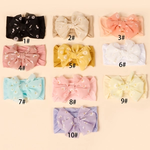 Detailed collection of 10 soft baby nylon headbands with floral daisy chiffon bows