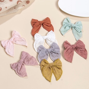 Lot de 8 barrettes à nœuds en coton brodé pour enfants aux couleurs variées