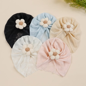 Infant Baby Lace Turban Hat Soft Mesh Flower Beanie Headwrap For Newborn Toddler Girls Photography Props Sweet Accessories