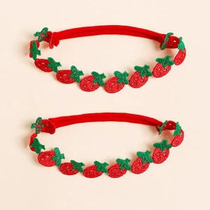 Bandeau Élastique Bébé Broderie Fraise Cœur Fleur Bande de Cheveux Tissu Doux Couvre-chef Accessoires de Photographie