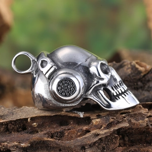 Retro vintage skull with headphones pendant made of durable stainless steel punk jewelry
