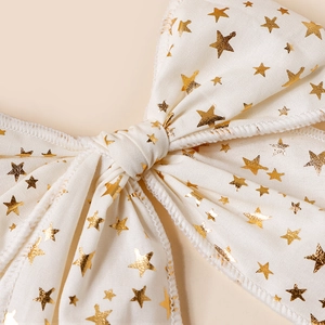 Barrette à cheveux blanche en coton avec étoiles dorées pour filles style de Noël