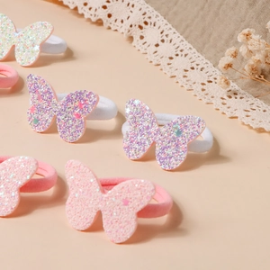 Elastici per capelli a farfalla scintillanti per bambine con paillettes colorate