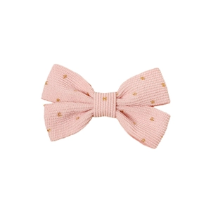 Barrette à cheveux nœud en velours côtelé rose avec pois dorés scintillants pour filles