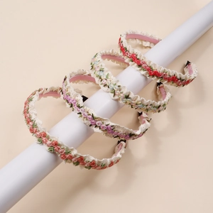 Serre-tête de Style Coréen pour Enfants Brodé de Fleurs en Dentelle Floral pour Filles Princesse Douce Accessoire de Cheveux Forêt