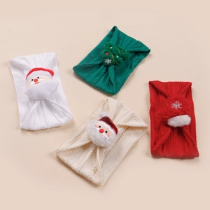 Bandeaux de Noël pour Bébé en Nylon Jacquard Souple Élastique Père Noël Renne Bonhomme de Neige Décoration Cheveux Fête Enfant