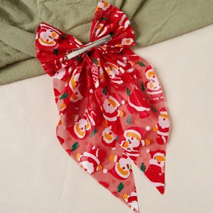 Barrette de Noël en tulle rouge avec motifs Père Noël et sapin pour coiffure de fête enfant