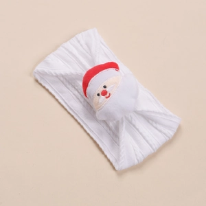 Gros plan du bandeau en nylon souple avec Père Noël en peluche 3D pour bébés et tout-petits