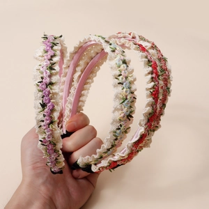 Lot de 3 serre-têtes en dentelle avec broderies florales pour petites filles