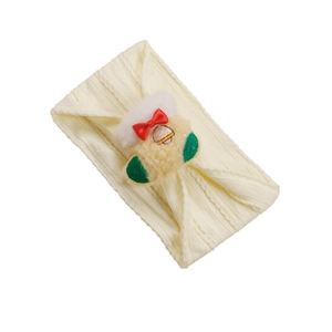 Bandeau bébé en nylon crème avec jacquard de Noël et ornement de personnage mignon