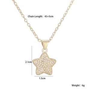 Details von 45+5cm Goldkette mit 2,1x1,5cm Sternanhänger und weißem Zirkonia-Besatz
