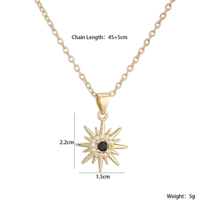 Spécifications de taille pour collier pendentif cœur soleil avec pierre centrale noire
