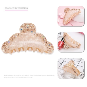Elegant acrylic shark hair claw clip with colorful rhinestones for women hair styling