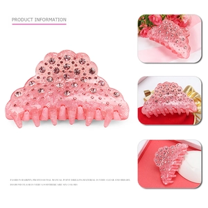 Haarklammer aus rosa Acryl mit Strasssteinen und Wellendesign für Damenmode