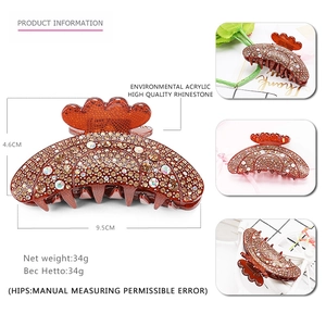 Exquisite Bernstein-Acryl-Haarklammer mit Strasssteinen für elegantes Styling, 9,5cm x 4,6cm