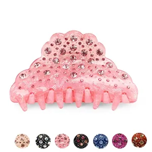 Luxuriöse Acryl Strass Haarklammer Muschelform Mesh Textur Große Haarspange Für Damen Party Hochzeit Haarschmuck