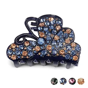 Luxury Butterfly Rhinestone Hair Claw Clip Acrylic Sparkling Crystal Butterfly Hair Clamp For Women Large Hair Accessories