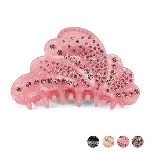 Acrylic Rhinestone Fan Shaped Hair Claw Clip Sparkly Wing Design Hair Accessories For Women Handmade Decorative Hair Clips