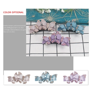 Sparkling double butterfly hair clips set with Czech rhinestones and metal spring base