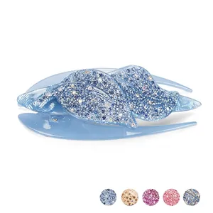 Fermaglio per Capelli a Foglia in Acrilico con Strass Elegante Fermaglio Laterale a Coda di Rondine per Donna Accessorio Moda