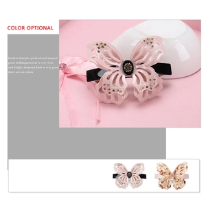 French acetate hollow butterfly hair clip with sparkling rhinestones for women