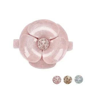 Élégante Pince à Cheveux Fleur de Camélia en Acrylique Avec Ornement en Strass Barrette à Ressort pour Femme Mariage Fête