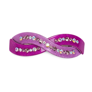 Elegante molletta per capelli in acetato bicolore con strass e cristalli viola