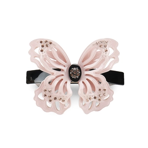 Elegant 3D hollow double-layer acetate butterfly hair clip with sparkling rhinestones