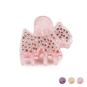 Pince à Cheveux Chien en Acrylique Avec Strass Petit Terrier Ecossais Texture Plaid Accessoire de Coiffure pour Femmes