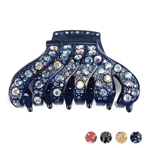 Large Acrylic Rhinestone Hair Claw Clip For Women Fashion Handmade Geometric Shark Clip Non-Slip Strong Hold Hair Accessory