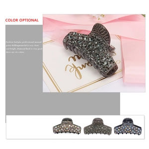 Rectangle acrylic hair claw clip with sparkling rhinestones in four elegant color options
