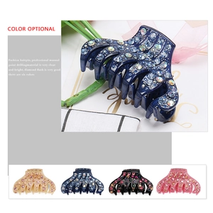 Sparkling acrylic hair claw clips with rhinestones in various colors for hair styling
