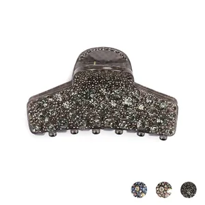 Vintage Acrylic Rhinestone Large Hair Claw Clip Geometric Rectangular Full Rhinestone Hair Clamp For Women Hair Accessories