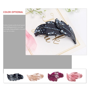 Elegant rhinestone leaf hair clips in multiple colors with manual point drilling craftsmanship