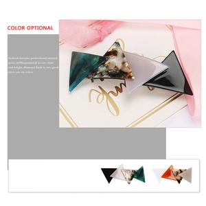 Geometric triangular acetate hair clips in six stylish colors for modern women hair styling