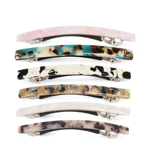 French Acetate Hair Clip For Women Marble Tortoise Shell Pattern Hair Barrettes Vintage Elegant Hair Accessories Spring Clip