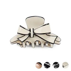 Pinza per Capelli con Fiocco in Acetato Stile Francese per Donna di Alta Qualità Minimalista Elegante Bordo a Contrasto Accessori per Capelli alla Moda