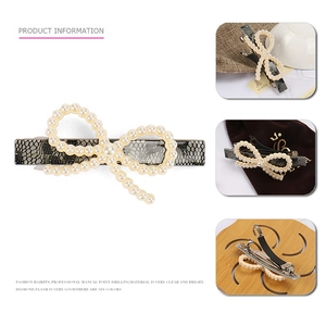 French style acetate hair clip with elegant bow and pearl details in six color options