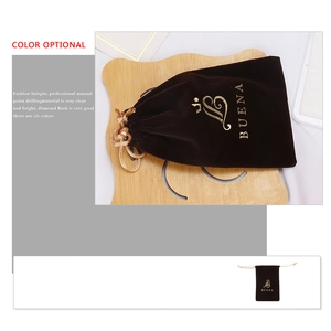 Premium velvet jewelry pouch in dark brown with gold drawstring and elegant crown logo