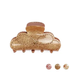 Pince Crabe Papillon Élégante en Acrylique Avec Strass Accessoire de Cheveux Style Coréen Doux pour Femmes Épingle à Cheveux Décorative