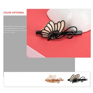 Acetate butterfly spring hair clip with manual point drilling rhinestones in six colors